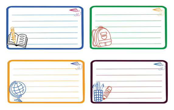 notebook labels. icons school subject. colorful vector design