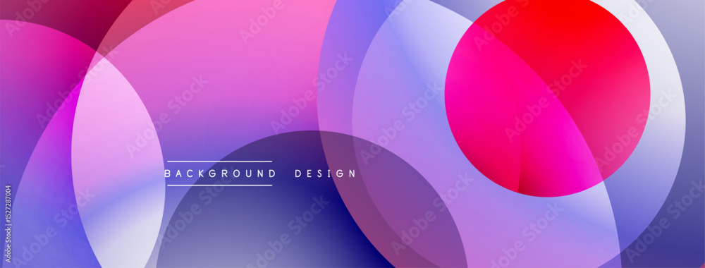Poster Abstract colorful circles overlap creating vibrant modern background. Gradient shades blend smoothly, offering dynamic visual effect.