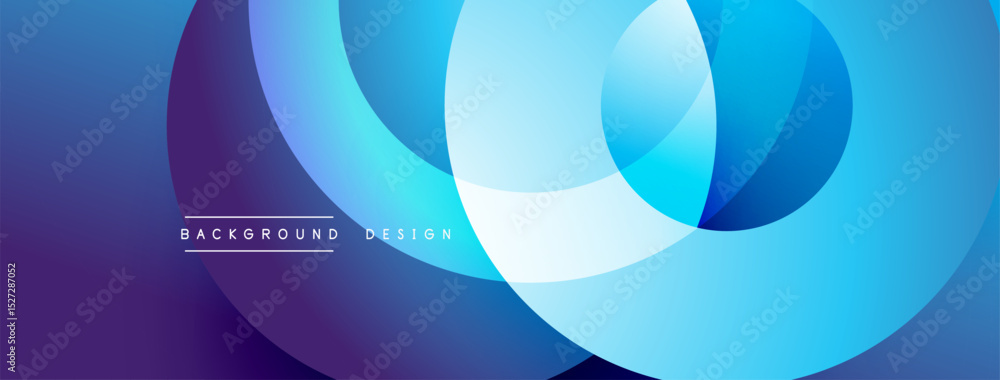 Poster Abstract blue purple layers create dynamic circular design. Modern background suitable for digital projects, presentations.