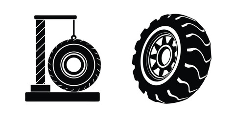 Car tyre flat silhouette in geometric style on white © Design Wave Ai