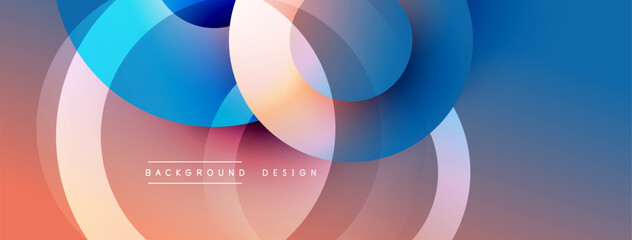 Obraz premium Abstract colorful circles overlap creating dynamic gradient background. Modern design elements suggest fluidity, innovation, visual appeal.