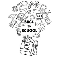 back to schools with element. welcome back to school poster with doodle