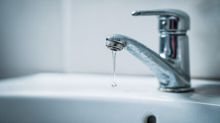Close-up of a leaking faucet dripping water onto a white porcelain sink, highlighting the urgency of fixing a product issue.