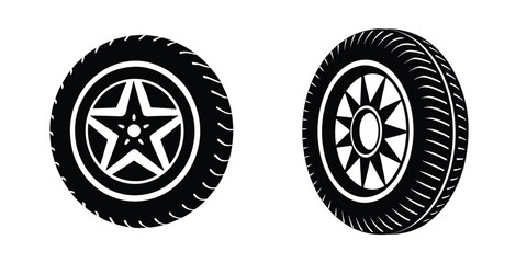 Automotive tyre silhouette with flat modern look on white © Design Wave Ai
