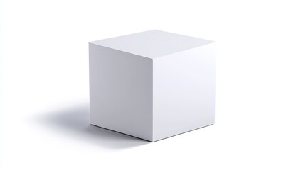 Blank white cube on white background