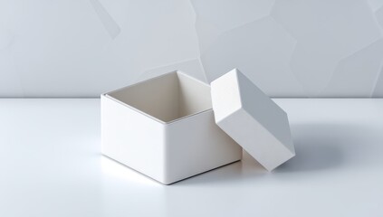 Empty white box on white surface