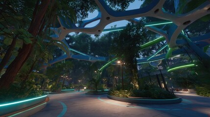 Futuristic Botanical Garden with Neon Accents