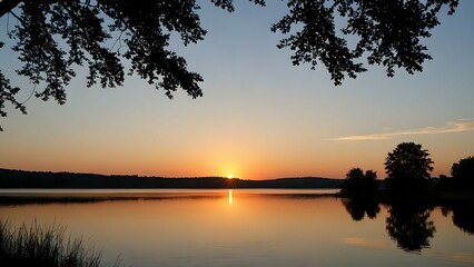 Fototapeta premium sunset over lake
