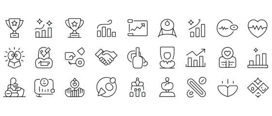 Goal & Achievement Line Icons – Personal Success Illustrations


