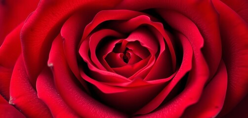 Intricate rose petals forming a heart shape, vibrant red hues,   romantic design,   illustration art