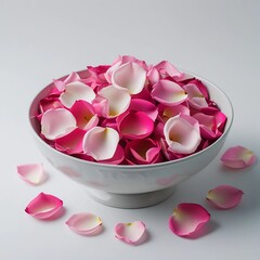 Floral Bowl with Pink Rose Petals. The pink rose petals with bowl.