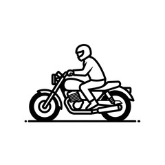 Motorcycle with Rider Minimalist Outline