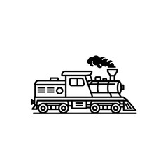 Vintage Steam Train Black and White Icon