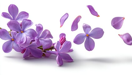 Lilac blossoms with petals floating