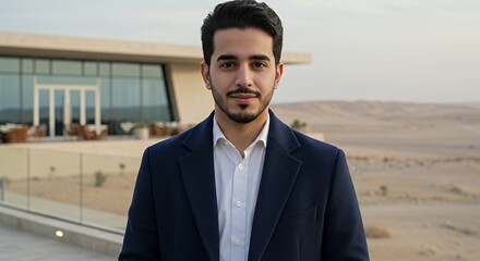 Portrait of a Confident Young Man in a Desert Setting