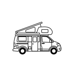 Camper Van Illustration with Pop-up Roof