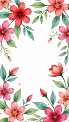 Delicate watercolor floral repeat, vibrant hues, orange, background, fabric