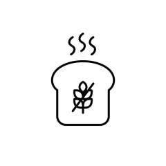 Bread and gluten free symbol. Dietary restrictions, food labelling. Pixel perfect, editable stroke vector icon