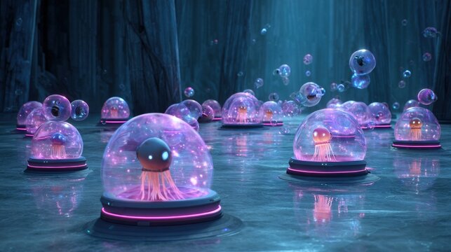 Futuristic Jellyfish in Protective Pods