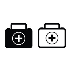 first aid kit box icon vector design concept silhouette and outline style