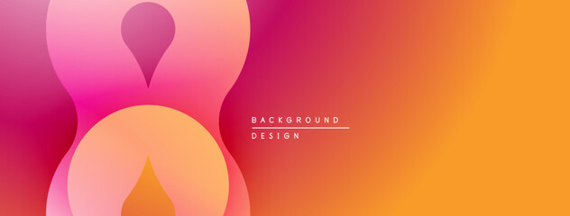 Abstract gradient background. Soft shapes overlap, creating warm color transitions. Design features pinks, oranges, purples. Minimalist aesthetic.
