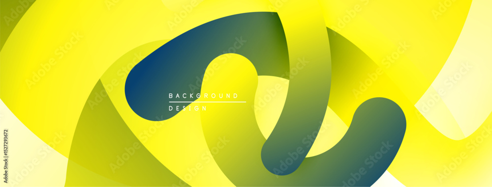 Poster Abstract yellow design. Overlapping layers create depth, smooth gradients, modern aesthetic. Minimalist composition, vibrant colors.