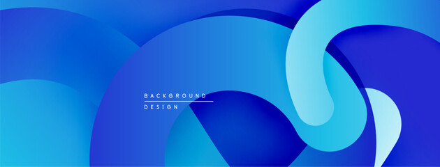 Abstract blue waves create dynamic backdrop. Smooth gradients suggest depth, modern aesthetic. Minimalist design, clean presentation.