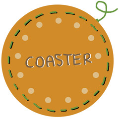 Coaster Patch Illustration – Embroidery Style Cafe Element