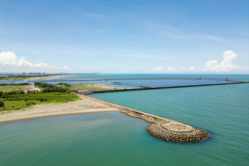 Aerial view of Yuguang Island, formerly known as San Kunshen, located in Tainan City, Taiwan