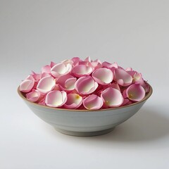 Pink Rose Petals in Elegant Golden Bowl.