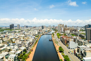 Aerial view of Anping Canal in Tainan City, Taiwan