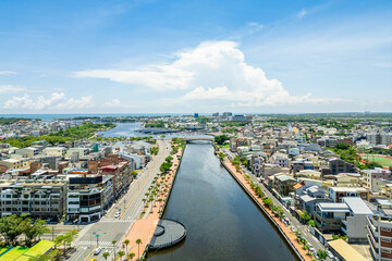 Aerial view of Anping Canal in Tainan City, Taiwan