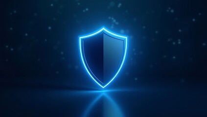 A modern shield icon with a glowing edge placed on a dark blurred backdrop, symbolizing cybersecurity, protection, and trust in secure digital environments.
