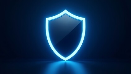 A modern shield icon with a glowing edge placed on a dark blurred backdrop, symbolizing cybersecurity, protection, and trust in secure digital environments.
