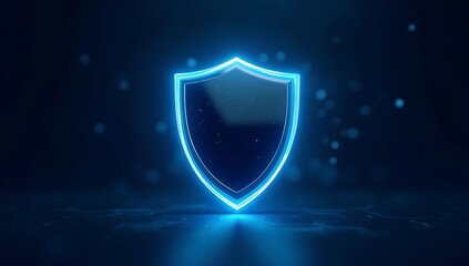 A modern shield icon with a glowing edge placed on a dark blurred backdrop, symbolizing cybersecurity, protection, and trust in secure digital environments.
