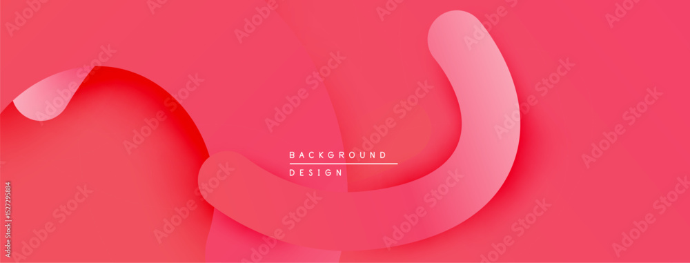 Poster Abstract pink background. Overlapping layers create depth, smooth curves, modern design. Minimalist aesthetic, vibrant color palette.