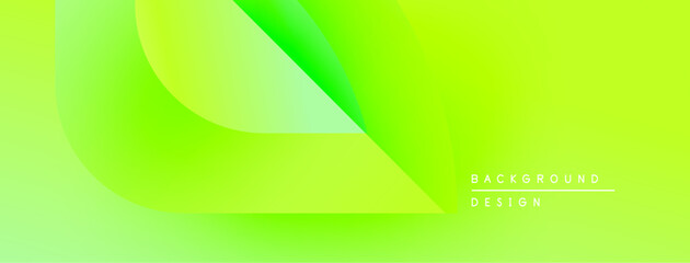 Bright green gradient background. Abstract shapes overlap, creating dynamic visual effect. Minimal text indicates design purpose.
