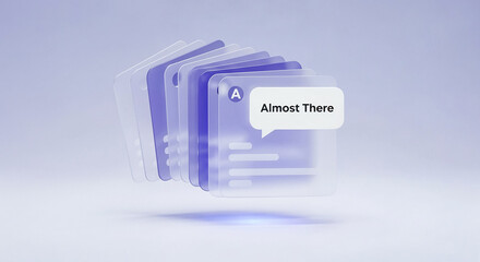 Transparent speech bubbles showing almost there status update on multiple screens