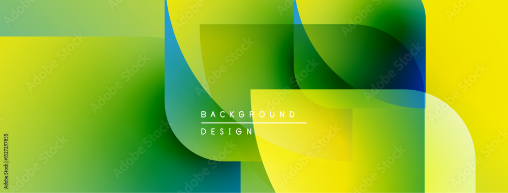 Poster abstract geometric background. vibrant yellow, green gradients overlap creating modern design. smoot