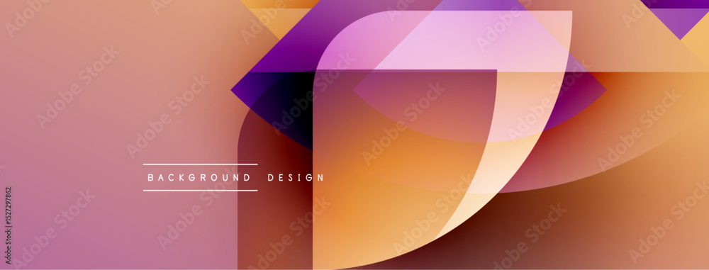 Poster Abstract geometric design. Overlapping shapes create dynamic visual effect. Warm color palette dominates composition. Modern aesthetic.