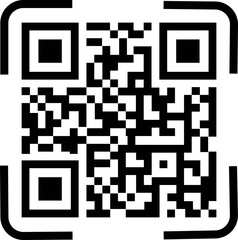 Scan QR code icon in flat line. Digital scanning code. isolated on transparent background