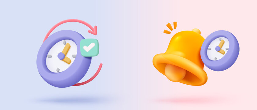 3D alarm clock icon with chat notice bubble. New urgency reminder concept for social media element speech. 3d hour announce icon for urgency time vector render illustration