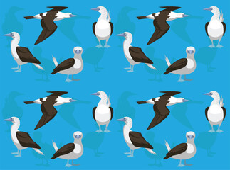 Booby Blue-Footed Bird Cartoon Character Seamless Wallpaper Background