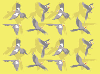 Cockatiel Bird Grey Cartoon Character Seamless Wallpaper Background