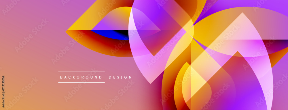 Aufkleber Abstract design features vibrant overlapping shapes. Gradient colors blend, creating dynamic visual effect. Modern aesthetic, suitable backgrounds.