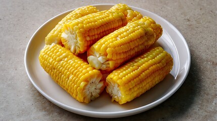 Freshly Cooked Corn on the Cob Served on a White Plate