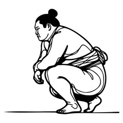 Sumo Wrestler in Squat