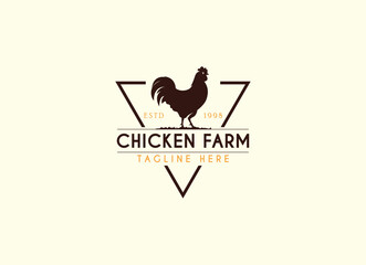 Vintage Chicken Farm Logo.chicken farm logo vector illustration design. Chicken Farming Logo Design