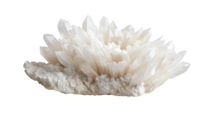 Raw gypsum flower crystal form, Transparent background, PNG file