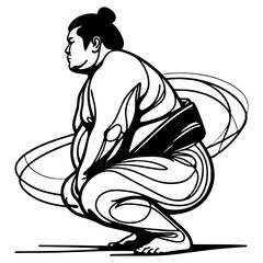 Sumo Wrestler in Squat